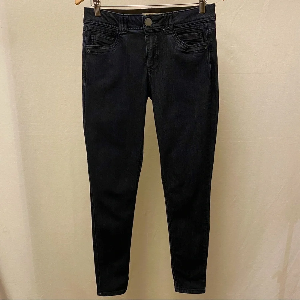 Democracy 6 Skinny Jeans Dark Indigo Blue Stretch Womens Mid Rise Ab Technology